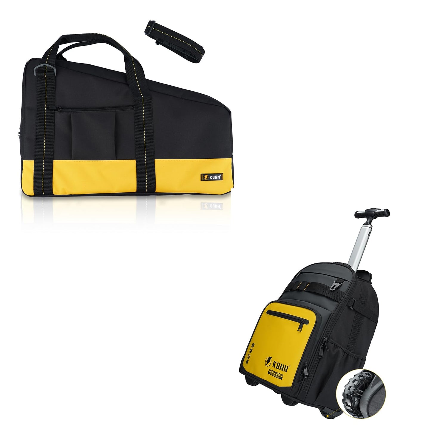 KUNN Shoulder Framing Nailer Bag & Rolling Tool Backpack with Wheels