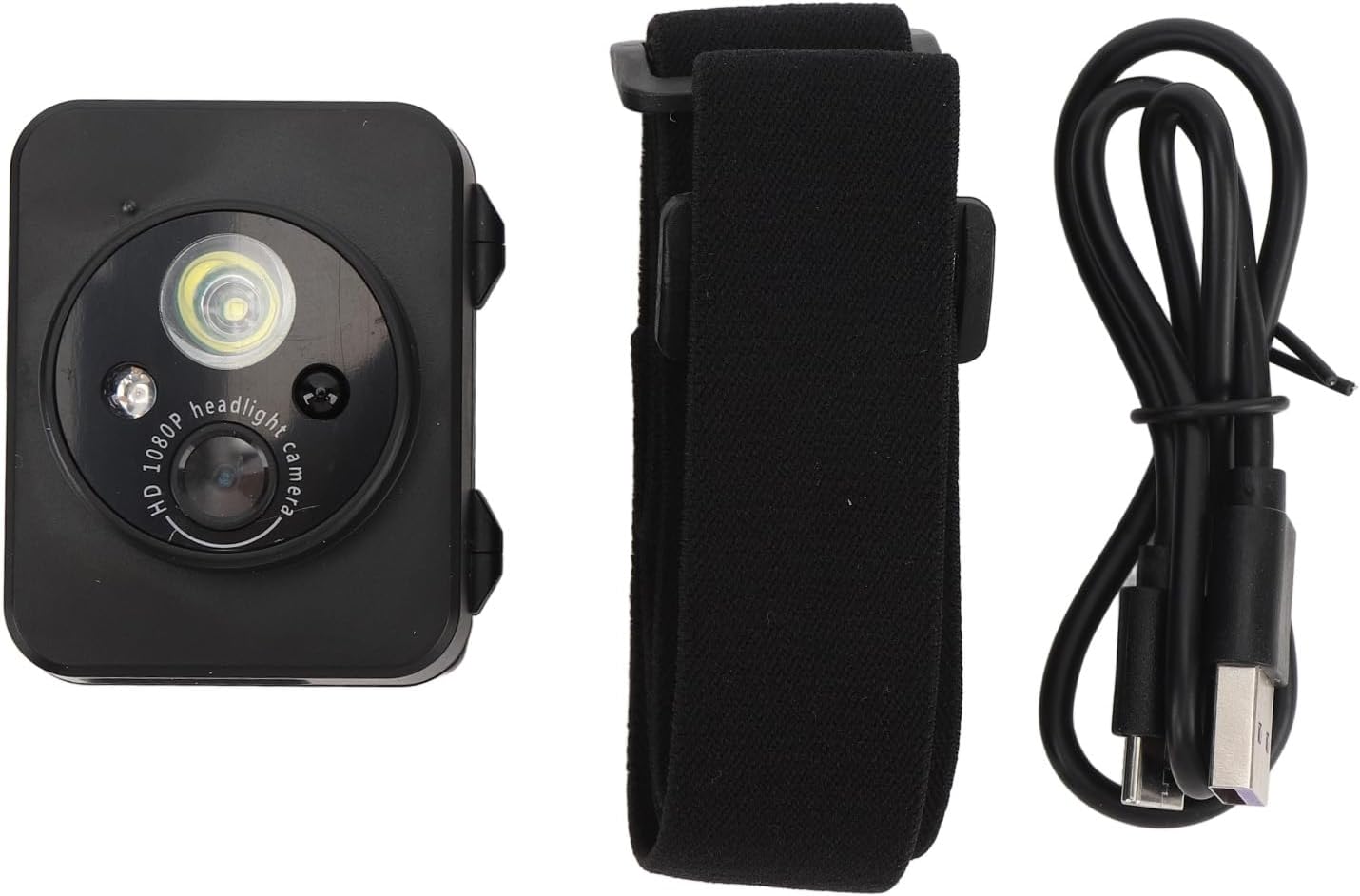 ciciglow 1080P 128GB Head Mounted Action Camera, Adjustable Angle Small Head Mounted Sports Camera, LED Headlamp