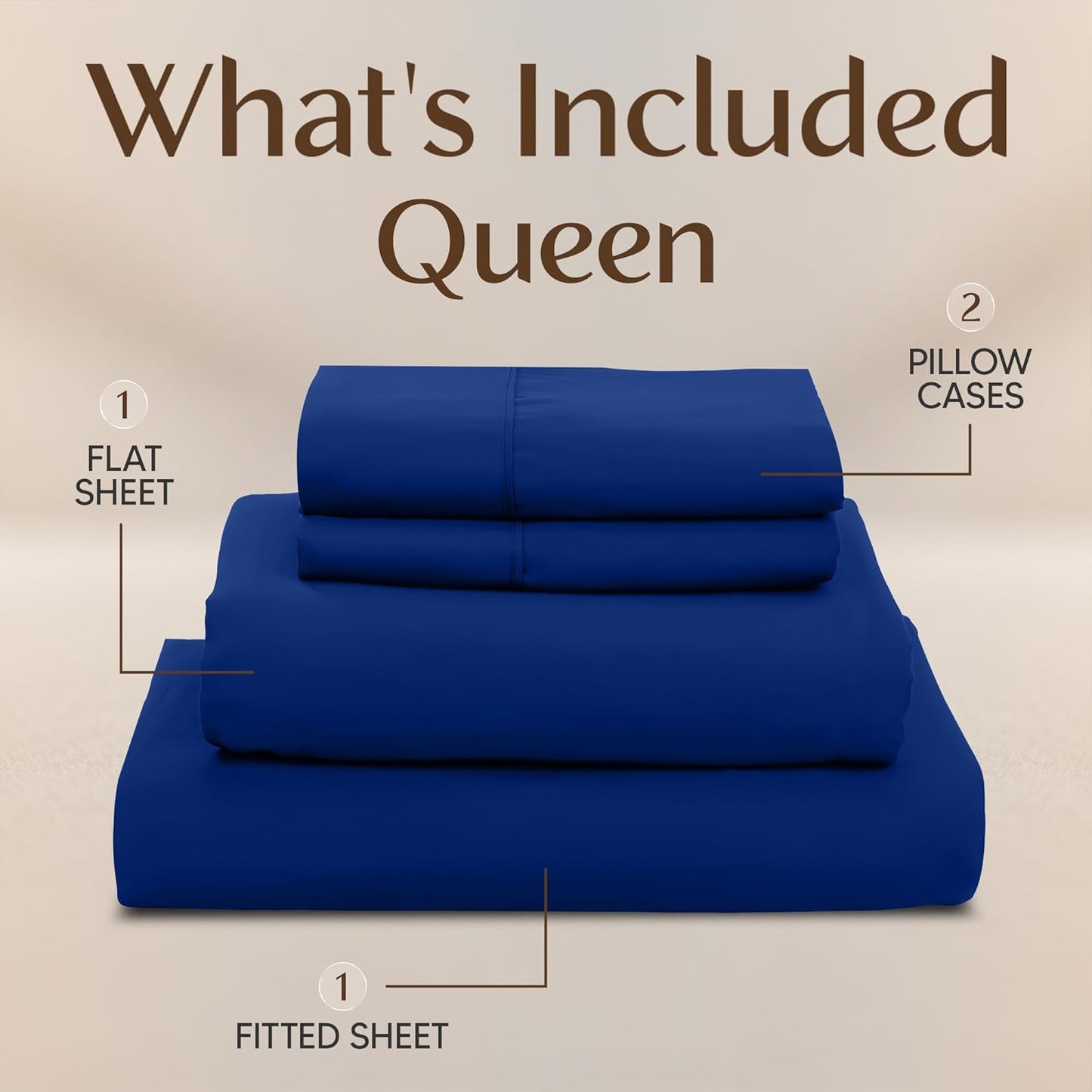 Utopia Bedding Queen Size Sheet Set - Soft, Breathable Microfiber | 4-Piece in Royal Blue, Oeko-Tex Certified