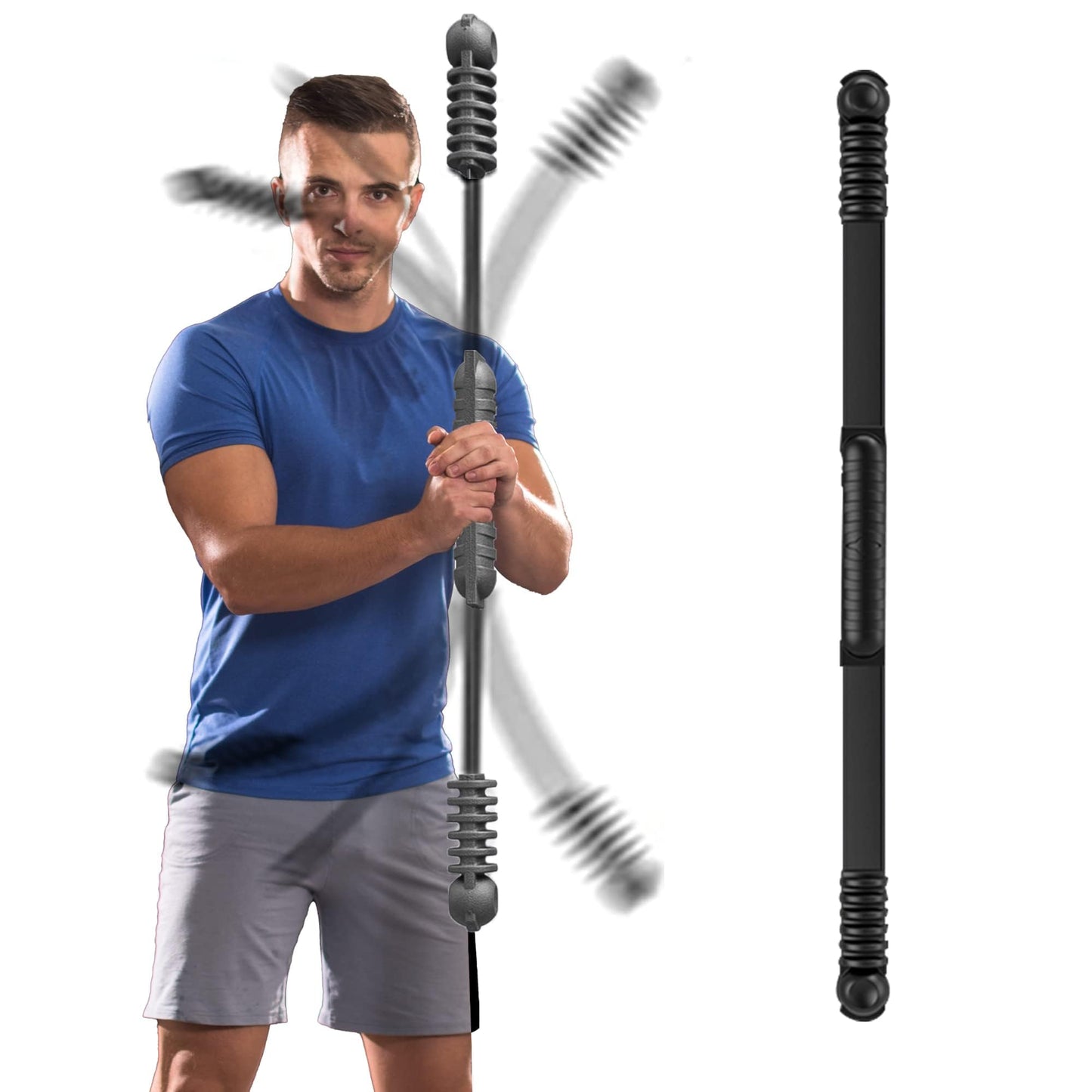 OSCILLATING SLIM Fitness Bar for Workout,Elastic Exercise Bar, Vibration Weight Stick,Body Physical Therapy,Core Strength Training,Arm Shoulder Stretch At Home Gym.