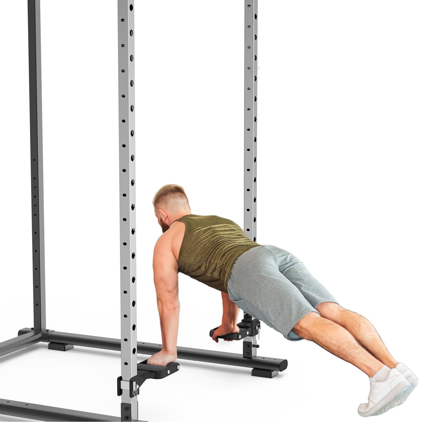 Kipika Y-Shaped Dip Bar for Power Cage with 5/8" or 1" Hole - Dip Bar Attachments for Home Gym - Heavy Duty Power Rack Attachments - Squat Rack Accessories for Strength Training (For 2" x 2" Power Rack with Foam Grips)