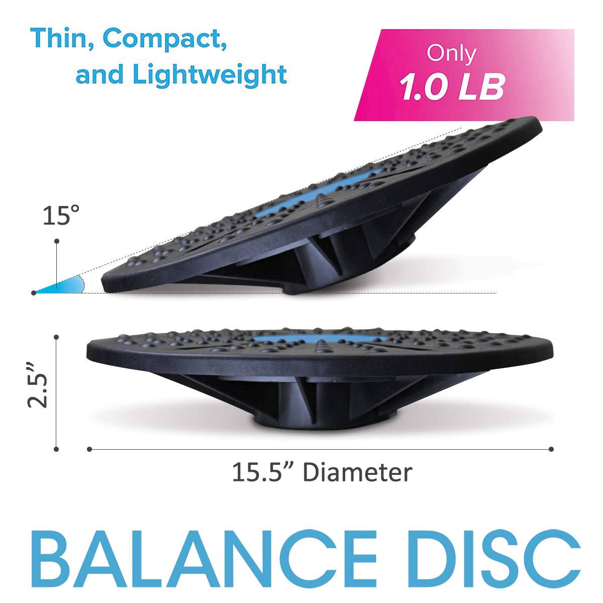 Daiwa Felicity Balance Board Disc Wobble Board – Physical Therapy Stability Trainer, Lightweight Core Balance Disc (1 lb) Supports Up to 300 lbs, Non-Slip Round Balance Board for Core Workout, Rehab, Standing Desk Fitness