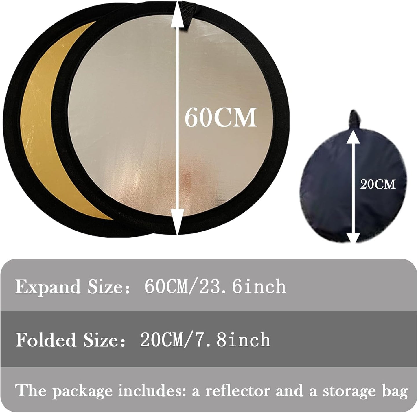 MEIYIFANG 2 1 60cm) in Lighting Reflectors Portable Collapsible Round Light Reflector Water-Resistant Photography