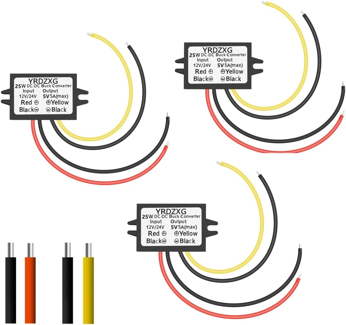 YRDZXG (3 5V 12 V/24 5 5A 25W 5 pcs) Buck Converter V to V DC Regulator to V DC Step-Down Converter Waterproof Module