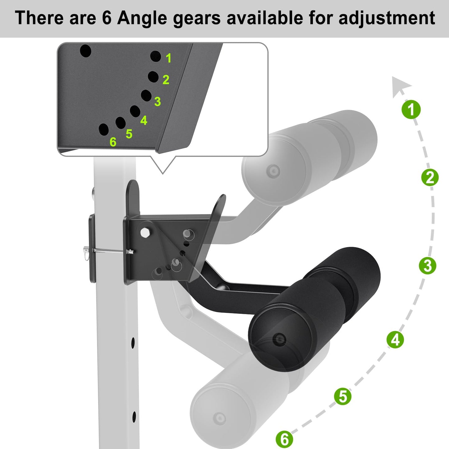 Lifeswell Nordic Hamstring Curl Attachment for 2"x2" Power Rack with 1" or 1/2" Hole, 6 Height Adjustable Leg Hold Down with Leather Surface for Home Gyms
