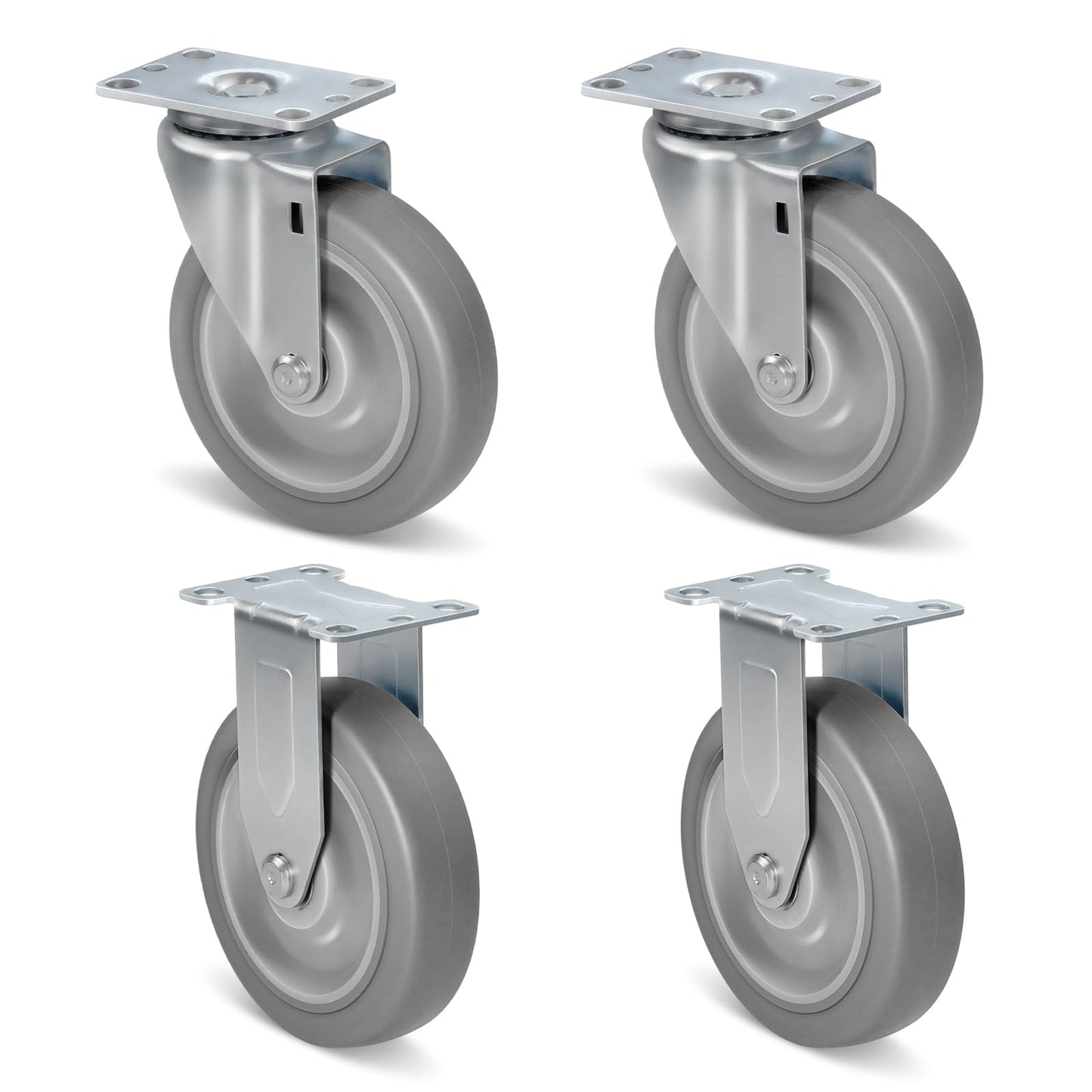 NINOSO Caster Wheels, 5" Heavy Duty Industrial Casters Set of 4 with Load 1400lbs Capacity, Wheels for Cart Furniture(2 Swivel & 2 Rigid)