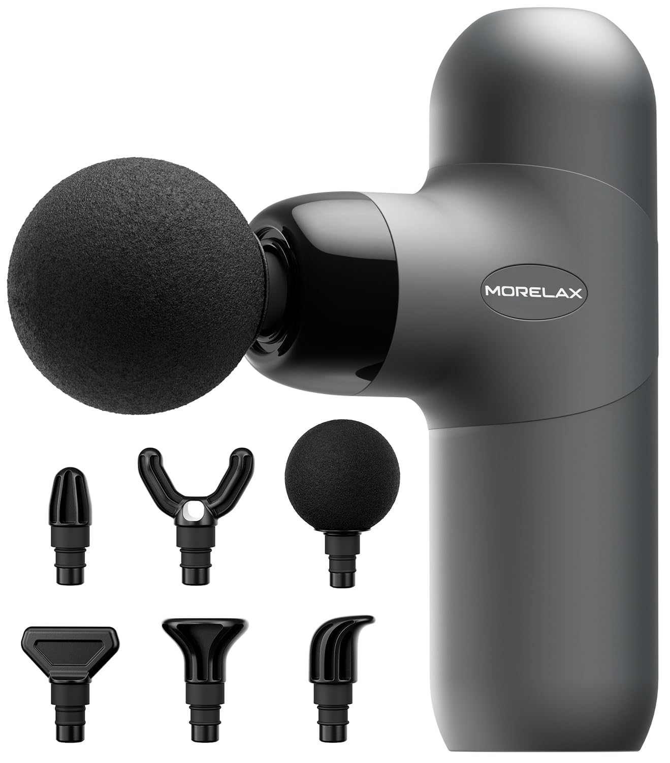 Morelax Mini Massage Gun, Percussion Muscle Massager for Back Pain Relief, Compact Sports Travel Massage Gun with 6 Massage Heads 4 Speeds, Gift for Her, Home, Athletes