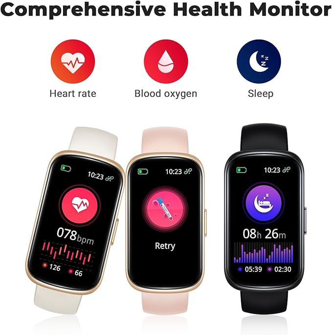 Fitness Tracker Smart Watch, 1.47" Full Touch Health Tracker with 24/7 Heart Rate & Blood Oxygen Monitor, Sleep Tracker, 3ATM Waterproof Step Tracker Activity Tracker for Women Men, Deep Black
