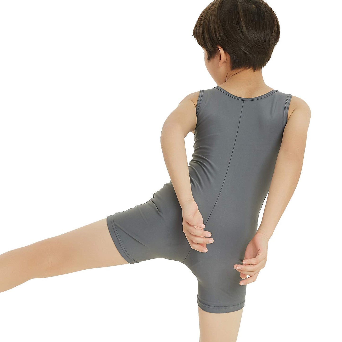 Boy's Gymnastics Unitard Toddler Ballet Dance Practice Atheletic Competition Training Leotard Gray,MC