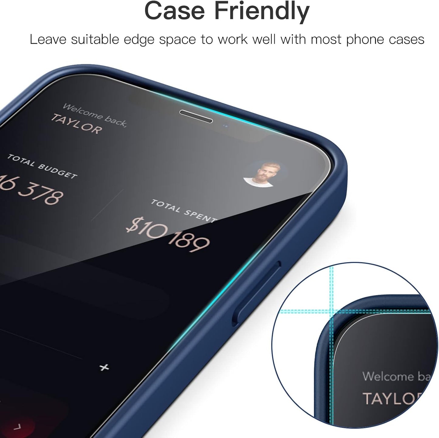 12/12 6.1-Inch, 9H 3-Pack JETech Full Coverage Screen Protector for iPhone Pro Tempered Glass Film Case-Friendly, HD