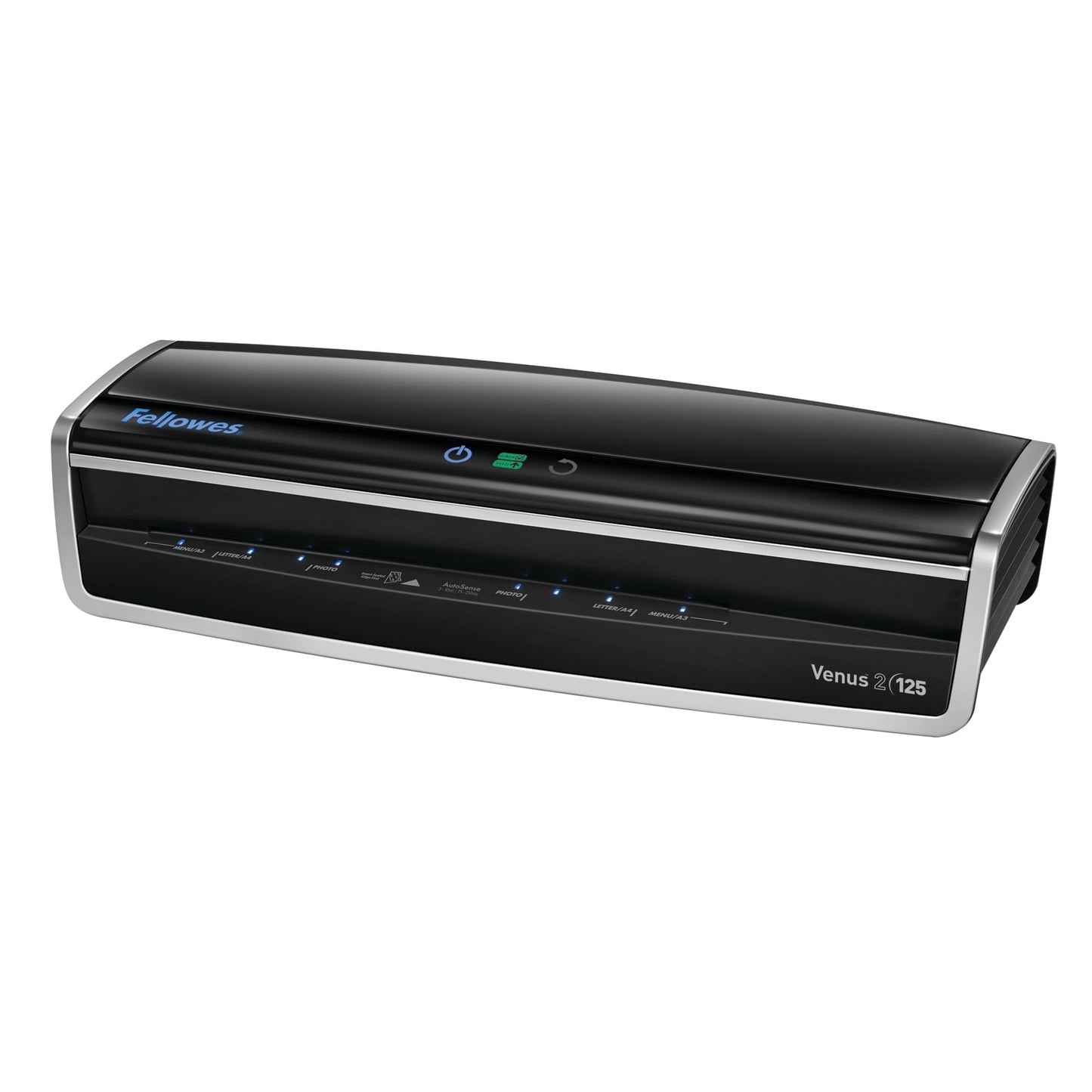 Fellowes Laminator Venus 2 125, Rapid 30-60 Second Warm-up Laminating Machine, with Laminating Pouches Kit (5734801), Black, Silver, 5.1" x 21.3" x 8.2"