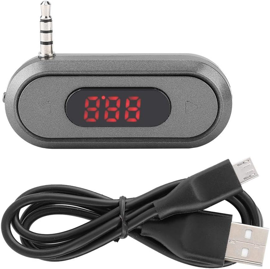 ASHATA 3.5MM Phone/Pad/MP3/MP4/MP5/Tablet 300mAh Audio Head Mobile FM Transmitter Built in Battery Car Radio