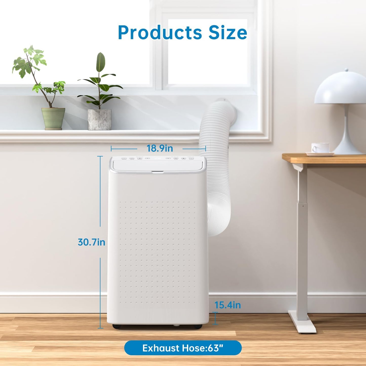 Portable Air Conditioners, 15000 BTU Cooling Capacity for Up to 850 Sq. Ft, Multi-Functional AC Unit with Fan, Dehumidifier, Remote Control, Quiet Operation for Home and Office, White