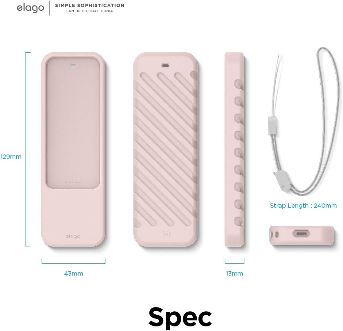 elago R3 1st Protective Case Compatible with Apple TV Siri Remote Generation (Sand Pink) - Extra Protection, Durable