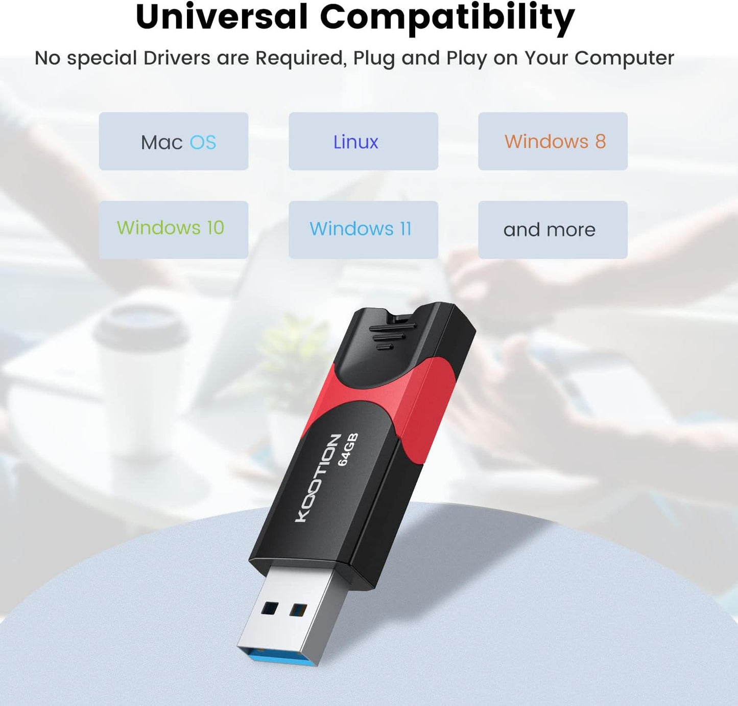 KOOTION 64 3.0 64G Flash Drive GB USB Flash Drive Thumb Drive Retractable Memory Stick Ultra High Speed USB Stick