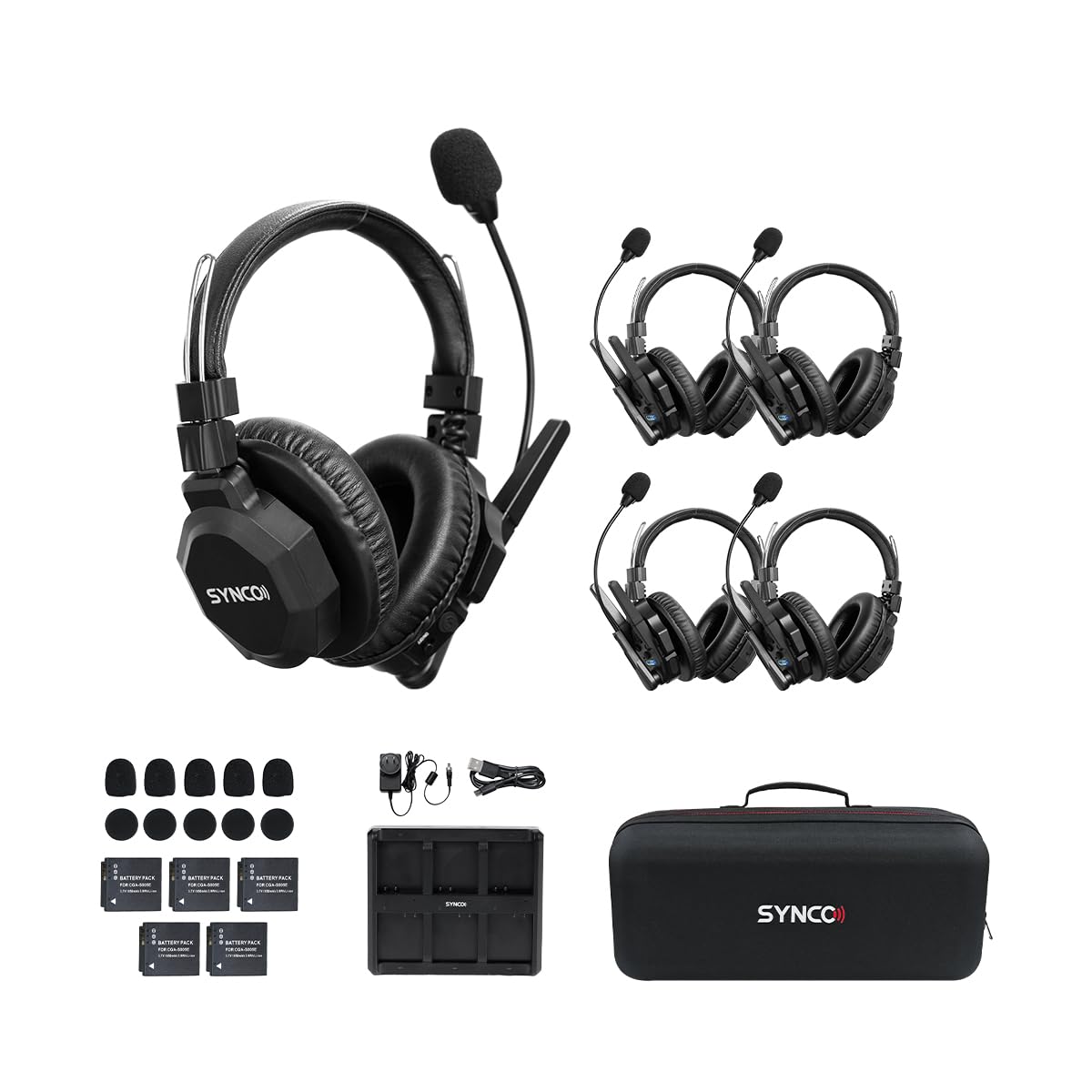SYNCO XTALK XMax5 Wireless Intercom Headset System 2.4GHz 1640 feet 500 Meters Dual-Ear Team Communication Headset for Live Show Stage Performance Movie Shoot