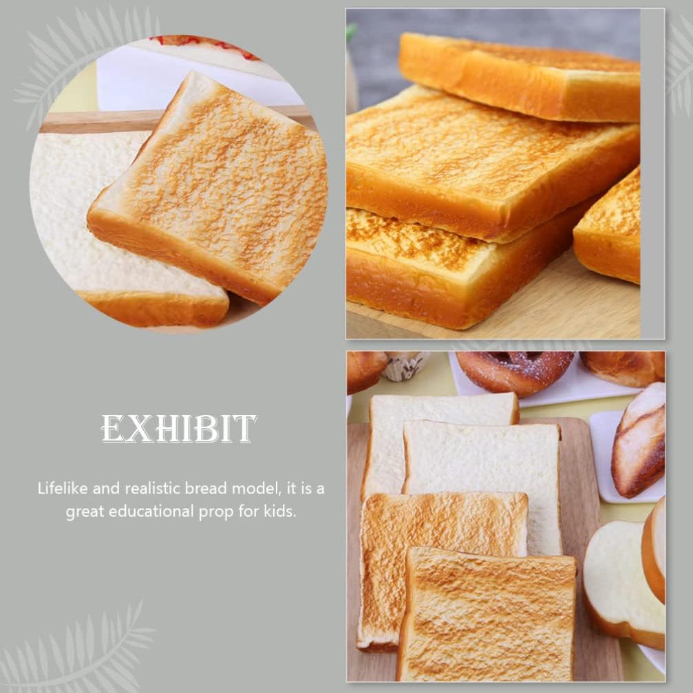 2 4.52X4.52X0.78 Inch Kisangel Simulated Bread Adornments Pcs Realistic Toast Model Ornaments for Photography Props