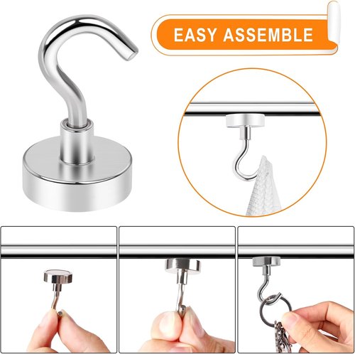 MIKEDE N52 Magnetic Hooks - Heavy Duty 30Lbs Capacity | Strong Magnetic Hangers for Kitchen & Garage, Pack of 6