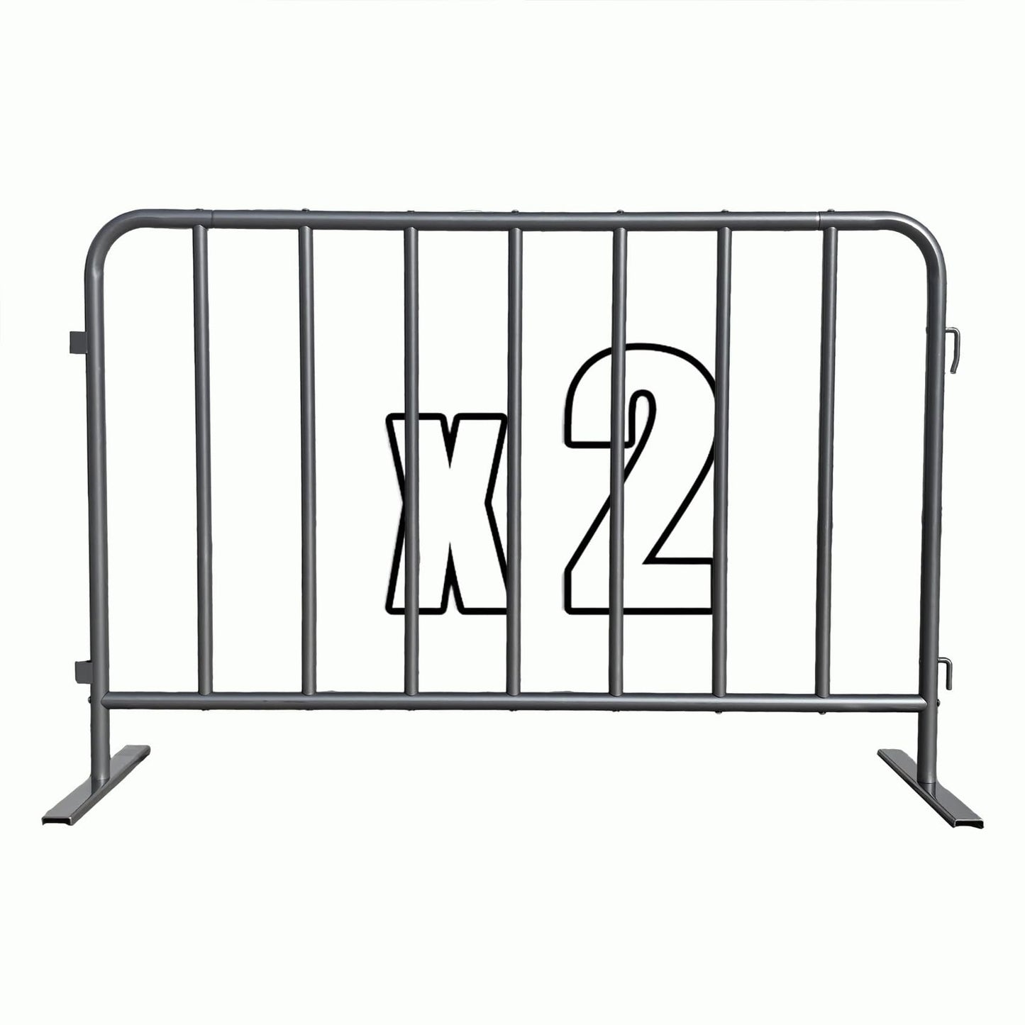 BIGalleons 2-Pack Steel Crowd Control Barrier, Light Duty 5FT Interlocking Safety Barricade, 16GA Galvanized Steel Queue Barrier, Assembly Needed for Pedestrian Traffic & Construction Barricade (Grey)