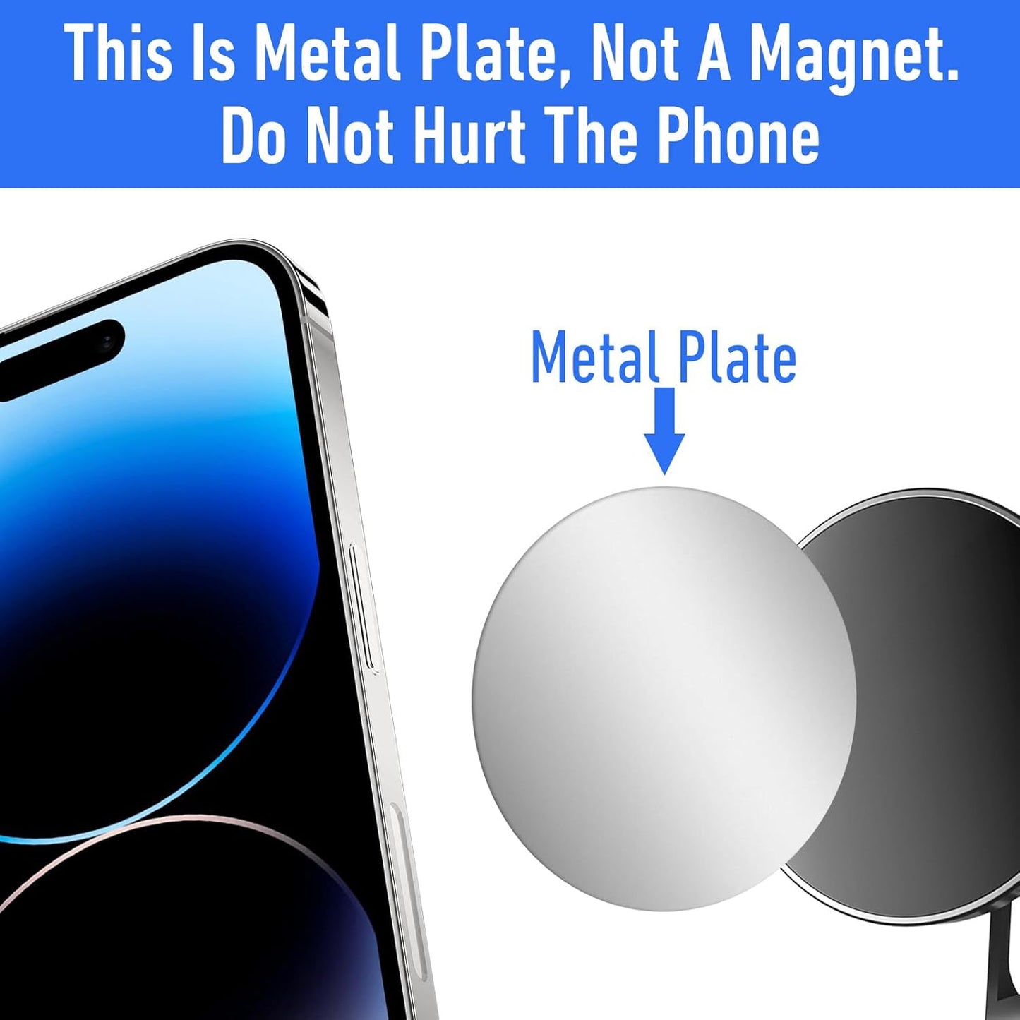 Bewudy 14pcs Metal Plates for Magnetic Mount, Round Magnet for Phone Case, Round Mobile Phone Metal Plate Mini Adhesive