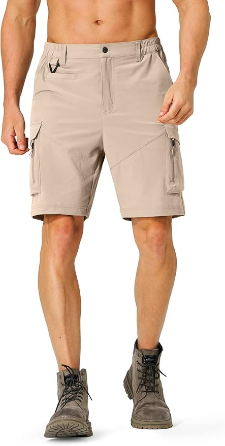 Men's Hiking Cargo Shorts Quick Dry Lightweight Travel Shorts with Multi Pockets for Fishing Camping Golf
