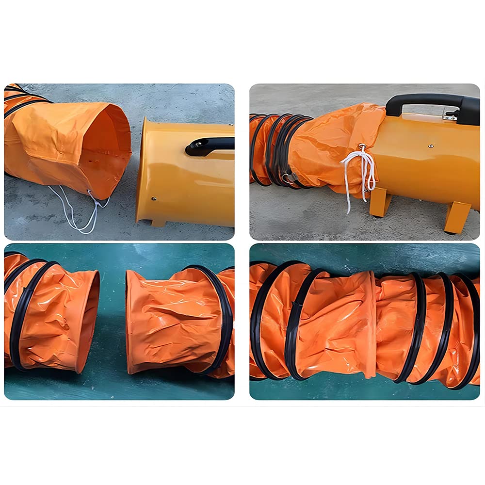 PVC Flexible Duct Hose, HVAC Duct Hosing Flame Retardant for Ventilator Utility Blower Fan with Adjustable Rope and D-Ring, Easy Storage (16inx25ft)