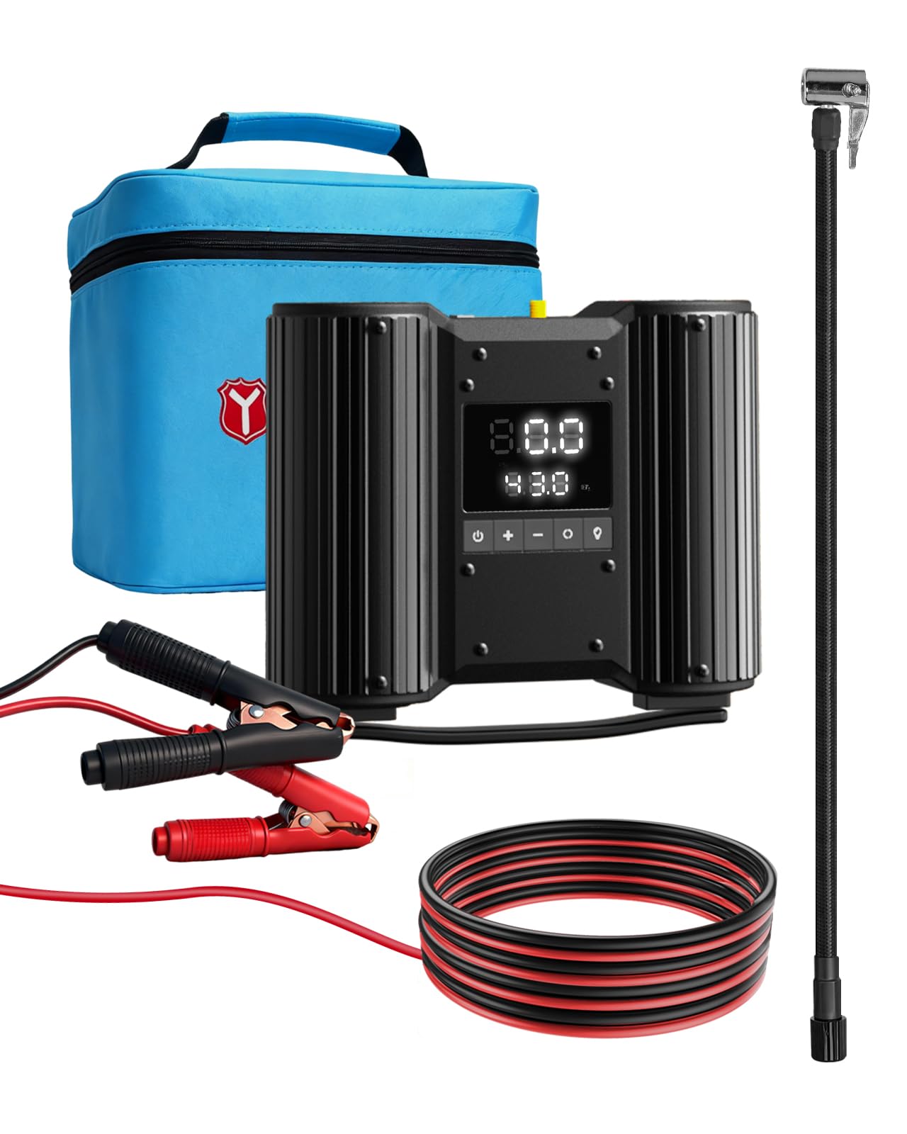Yetour Dual-30mm-Cylinder 18000 RPM Motors Car Tire Inflator, Off Road Air Compressor for Truck 150 PSI 12V Heavy Duty Portable Tire Inflator with Gauge Auto Onboard