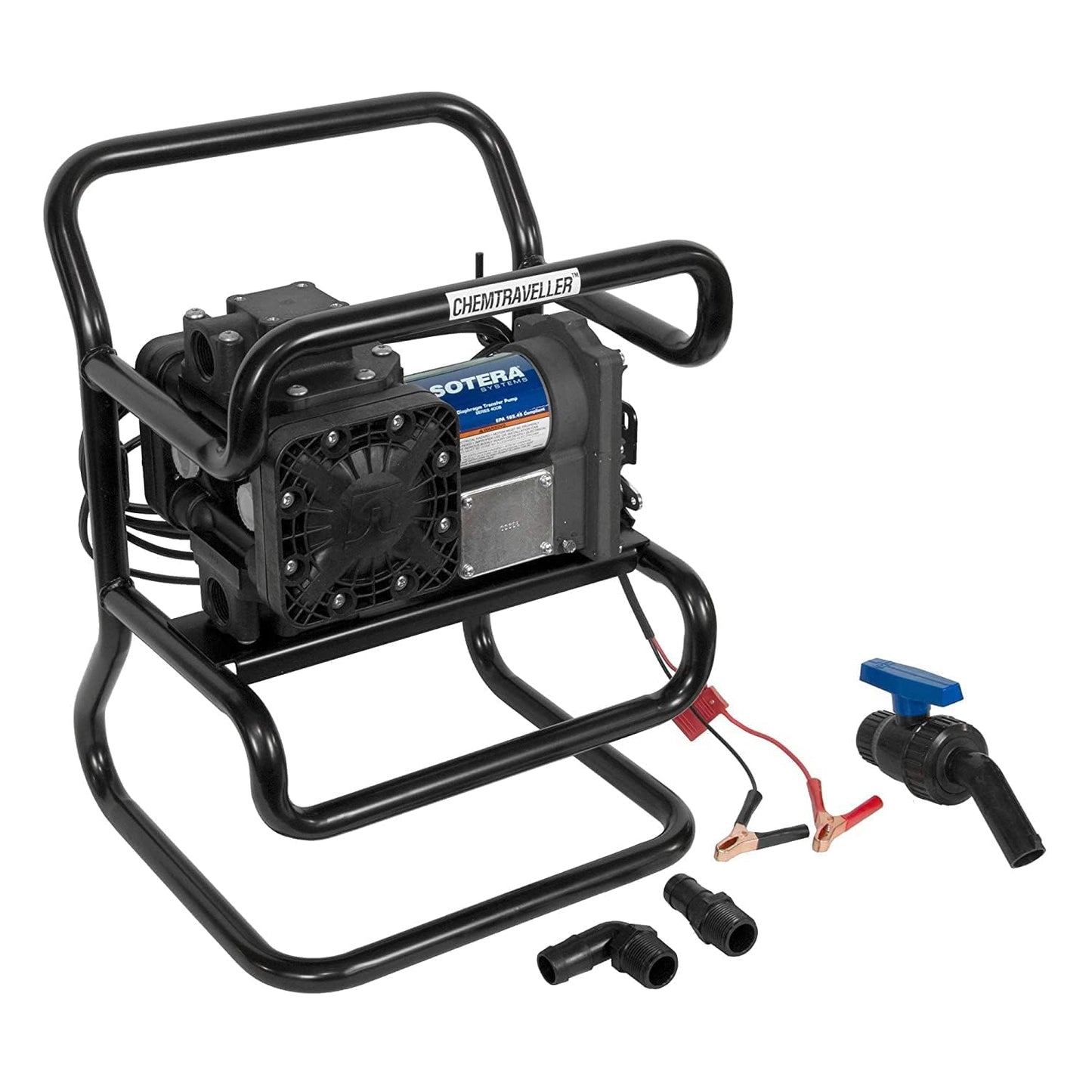 Sotera 12V DC Chemical Transfer Pump, Portable Chemtraveller with Meter - Mild Acid Transfer Pump for Outdoor Applications - SS435B