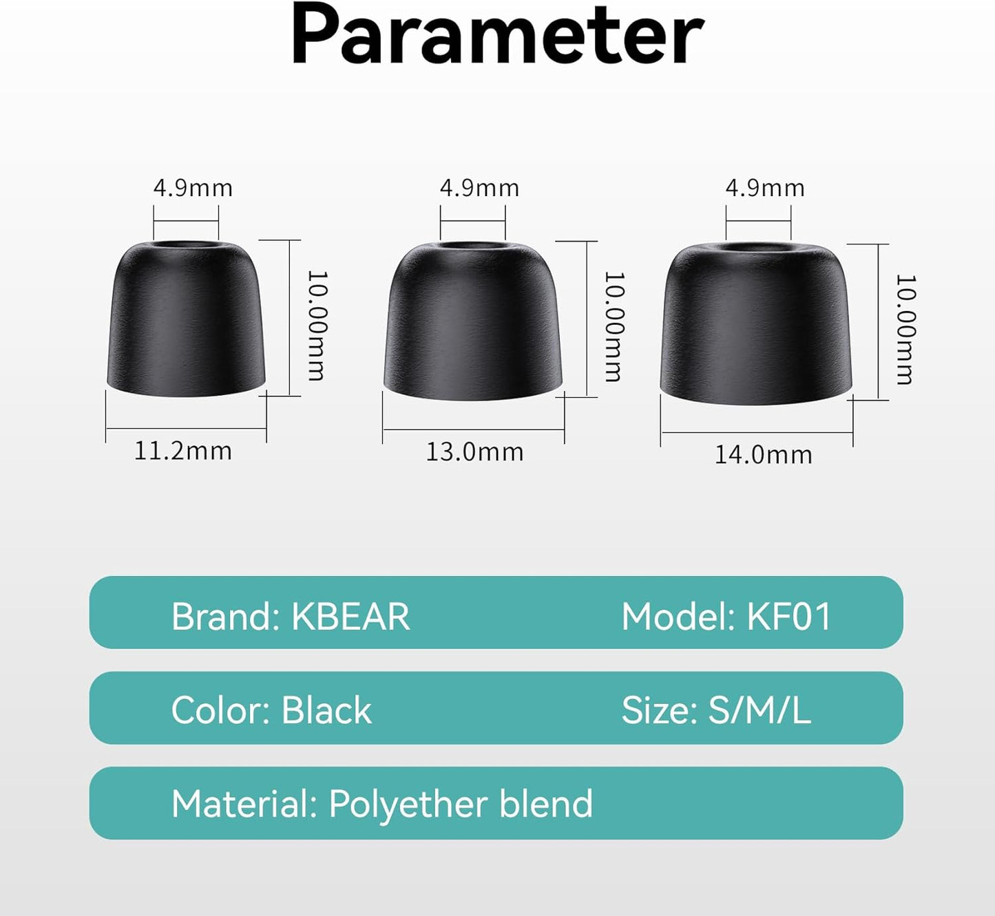 YINYOO 6 ZS10 KF01 DC02, KS1, AS16, Pairs KZ Pro Earbud Tips, KBEAR Memory Foam Noise Canceling IEM Ear tips for in ear