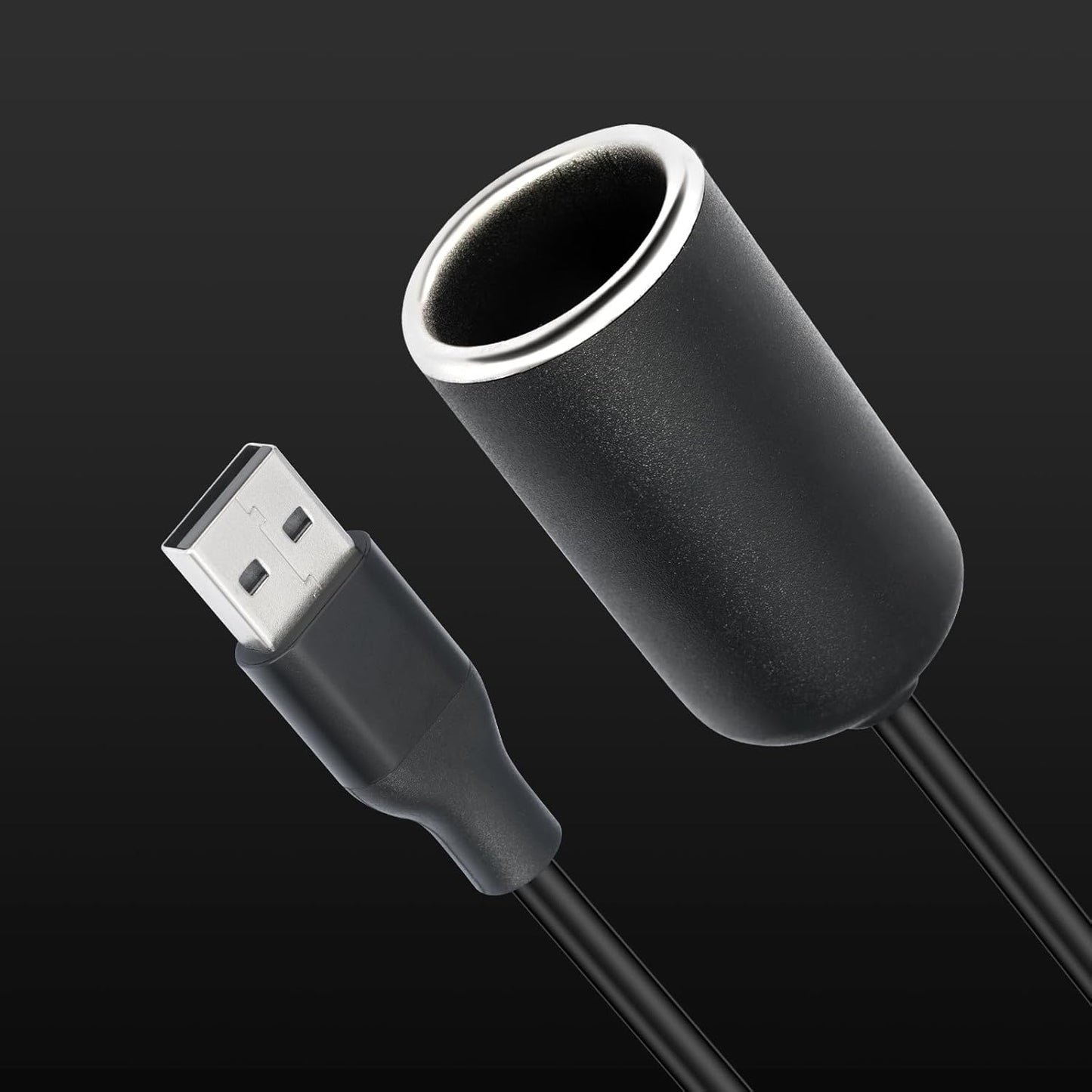 SiYear 12V 18W (0.3m/1FT) USB A Male to Cigarette Lighter Socket Adapter Power Cable for Driving Recorder, Radar