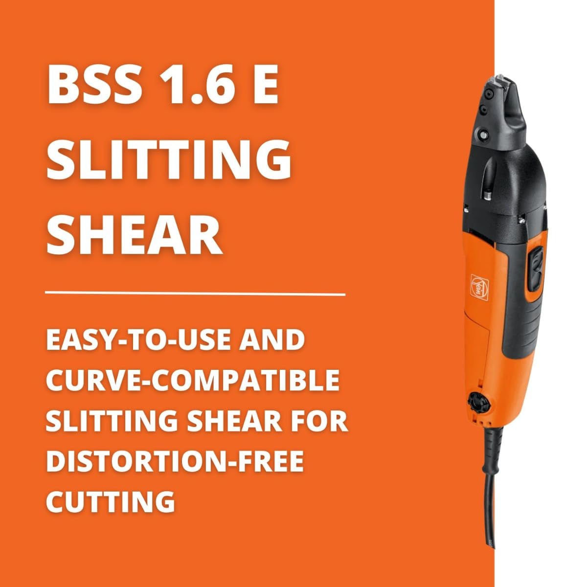 Fein Slitting Shear for Distortion-Free Cutting - Cuts Up to 16 Gauge, Open-Front Head, QuickIn System, Variable Speed, 16 ft Cable - BSS 1.6 E - 72303161090