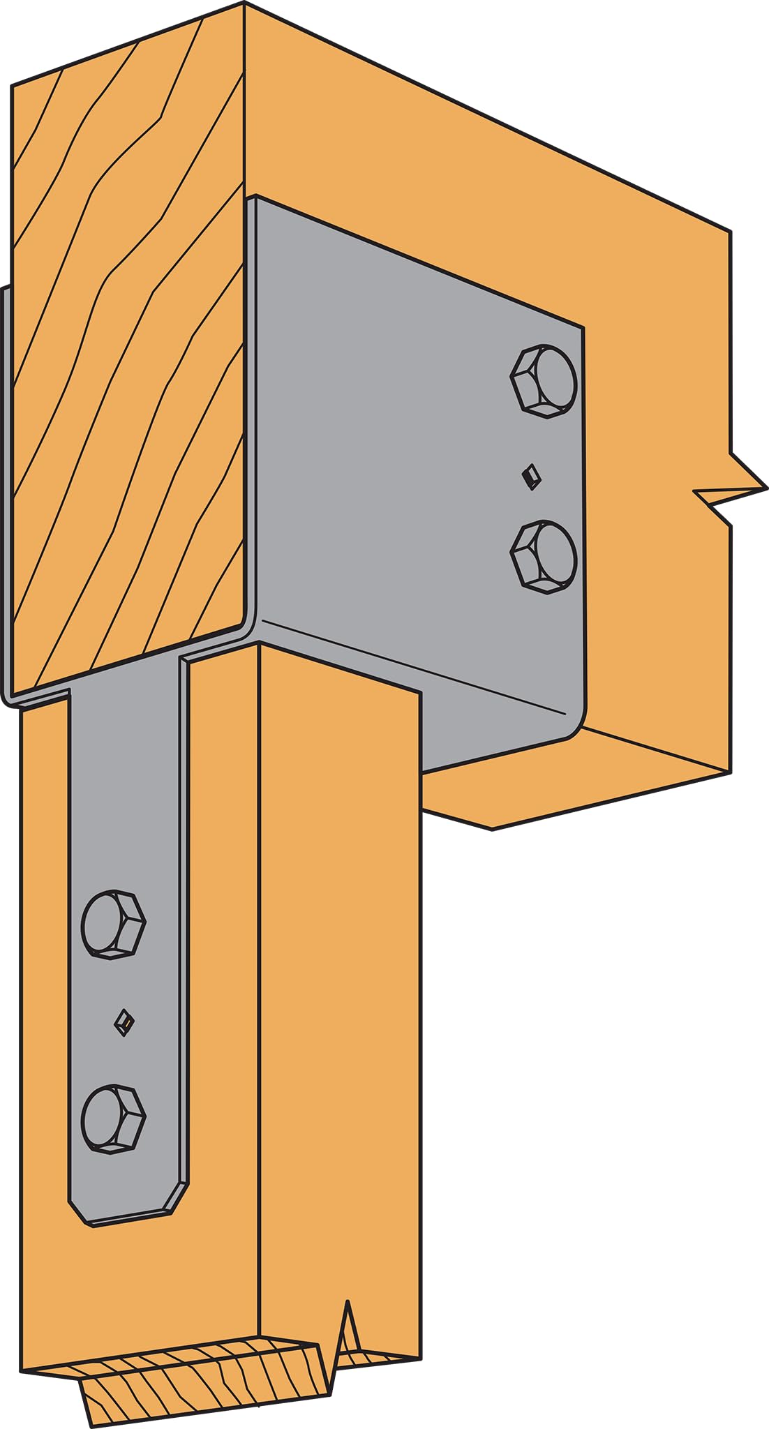 Simpson Strong-Tie ECC64 - ECC End Column Cap for 4X Beam & 6X Post - Heavy-Duty Framing Bracket for Structural Support in Home Improvement Projects