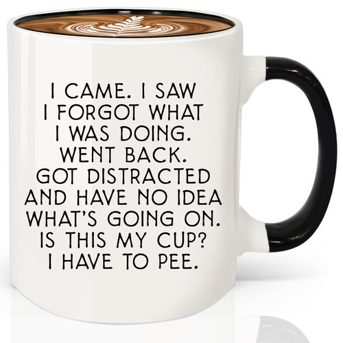 MQPPKJ I Came I Saw I Forgot Funny Coffee Mug 12oz, Birthday Gifts for Women Men, Gag Gifts Novelty Adult for Grandma Grandpa Mom Dad Gift Mothers Day Fathers Day Christmas