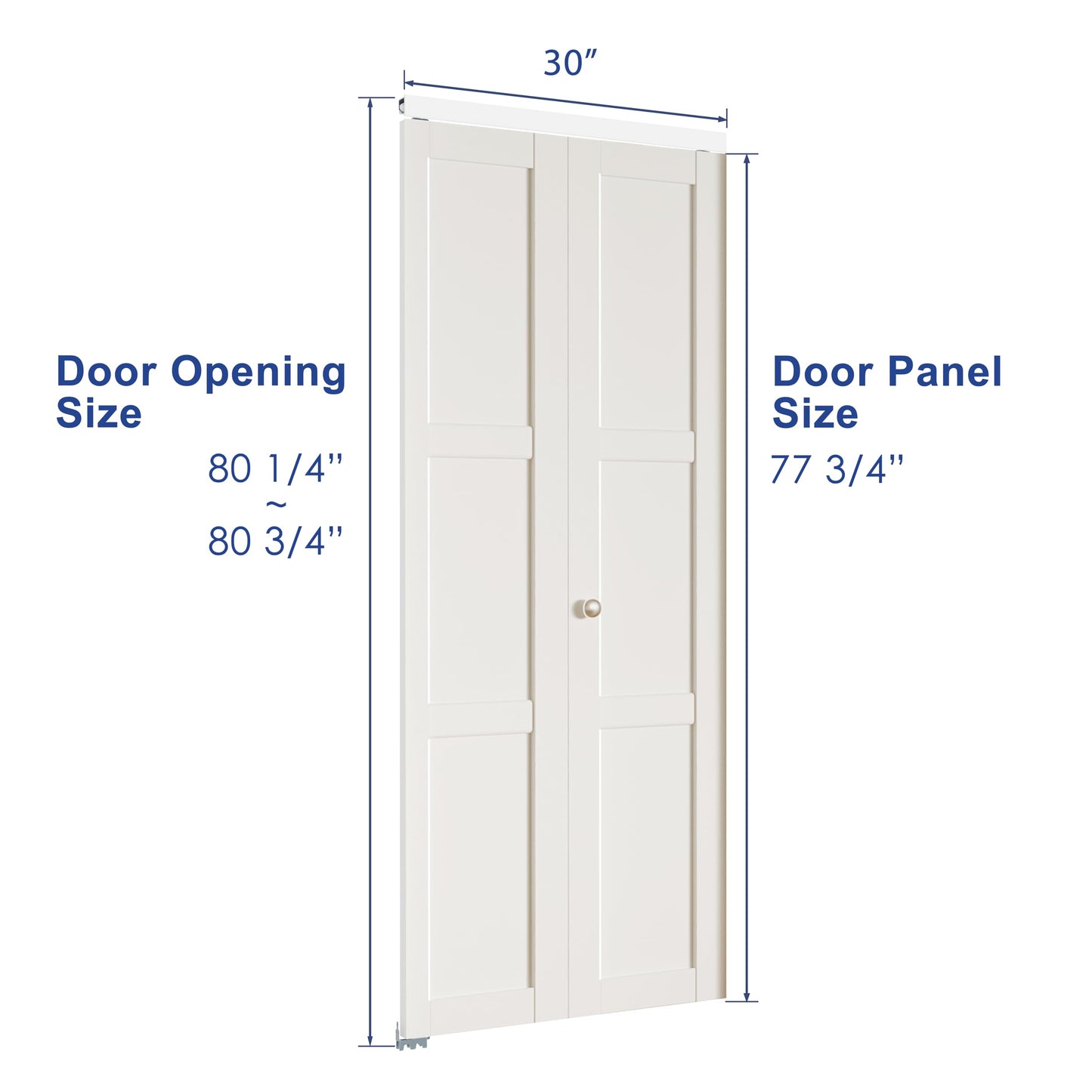 ARKHJEM Bifold Doors for 30" x 80" Opening, 3-lite Panel White Primed Folding Door for Pantry, Closet & Laundry, Easy Assembly, MDF, Hardware Kit Include