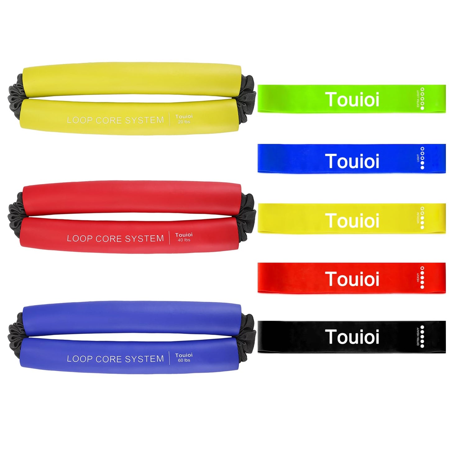Hip & Core System, Resistance Loop to Stretch, Core Fitness Glute Workout Bands (3pcs Set and 5 mini Resistance Bands)