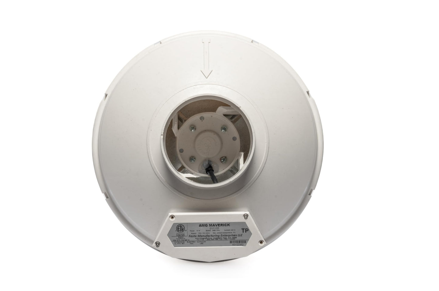 Festa AMG Maverick Radon Fan - Quiet and Energy Efficient 260 CFM Radon Mitigation System Inline Duct Fan - 4" Electric Inline - Made with Sturdy Glass Reinforced Poly-Resin – White
