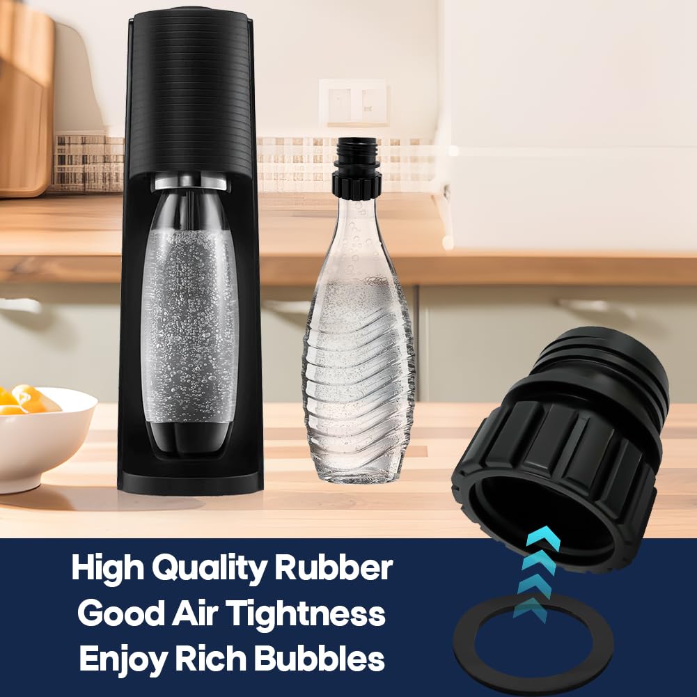 Quick Connect Sodas Bottles Adapter, Crystal Glass Bottle Adaptor Cap Compatible with Terra/Art/OneTouch Soda Machine, Fit for 0.7L Stream Soda Machine Quick Bottle Adapter Cap (2 PCS)