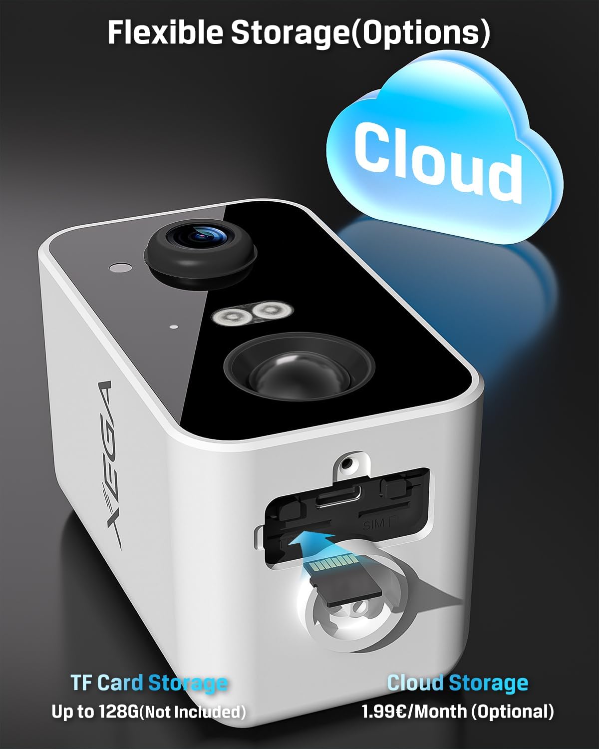 Xega 4G 10000mAh 180, 2K 2-Way IP66, Cellular Security Camera: Battery, No WiFi Need, Pan Motion Detection, Color Night