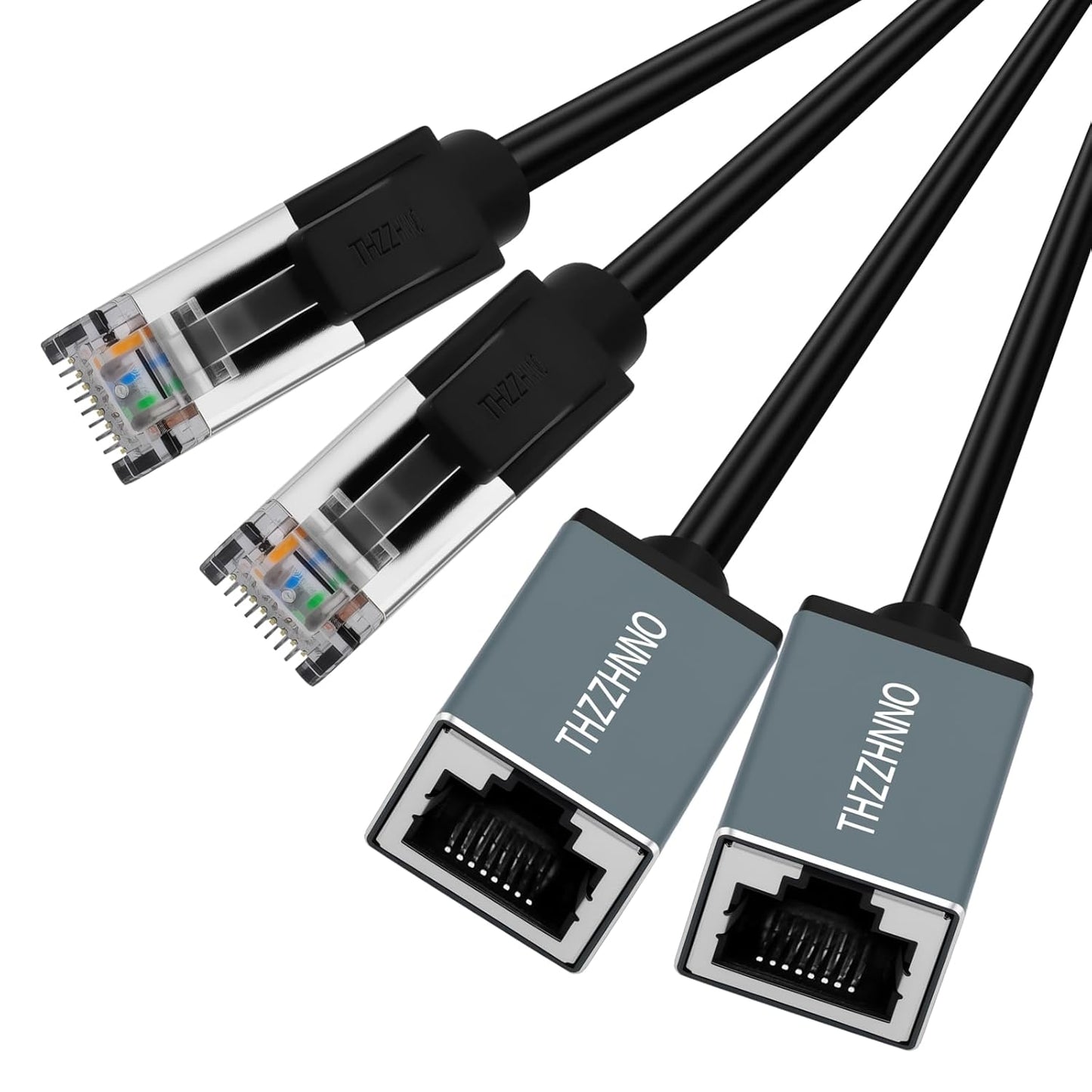 Cat6 15FT 2Pack, 1000Mbps RJ45 Ethernet Extension Cable Male to Female Cable, Gigabit LAN Cord for MC, PC, Routers