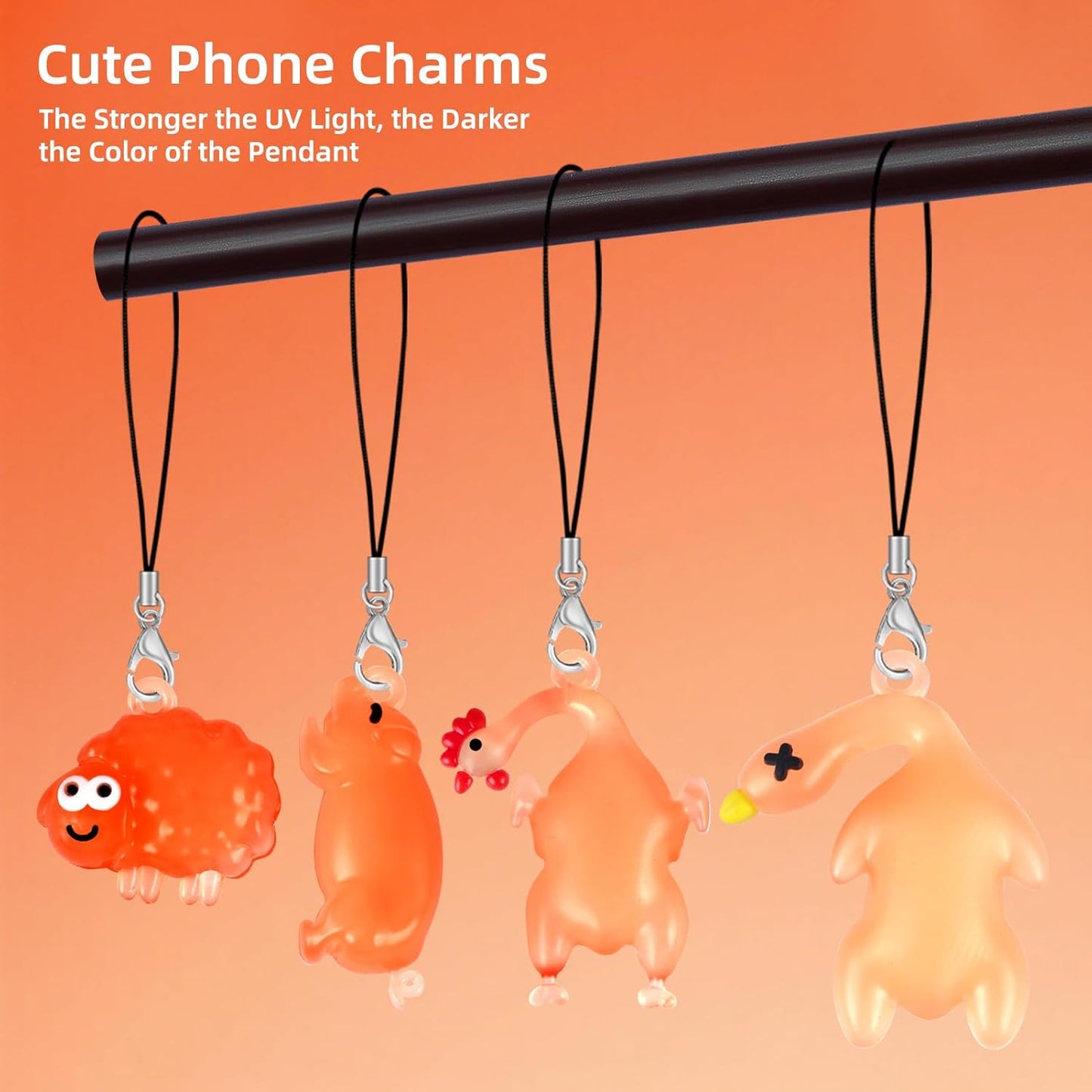 Cute Phone Charms Pink Cellphone Charms for Case Kawaii Charm for Phone Black Car Keychain Charm Kit White Mobilephone