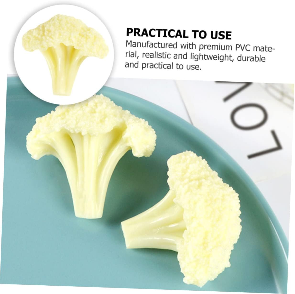 Vaguelly Fake Broccoli Slice Model Realistic Simulation Vegetable for Home Decor Photography Props and Educational Play