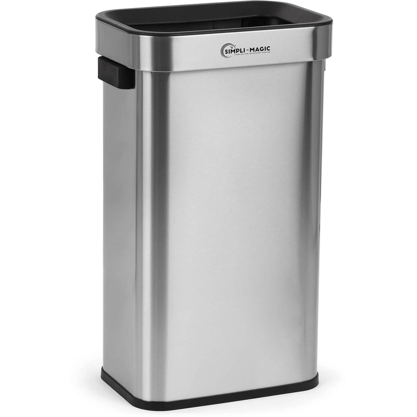 Simpli-Magic 18.5 Gallon (70L) Open Top Trash Can – Rectangular Commercial Trash Can – Smudge-Resistant, Easy to Clean, Non-Skid Base, Brushed Stainless Steel