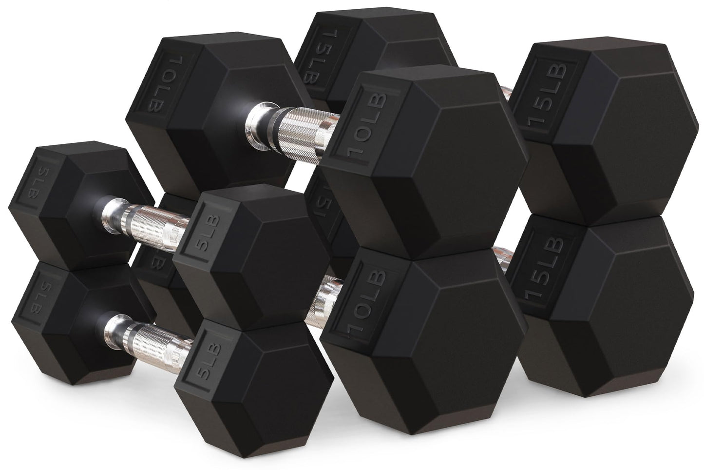 OLIXIS Hex Dumbbells Rubber Coated Hand Weight Set, 60LBS Sets