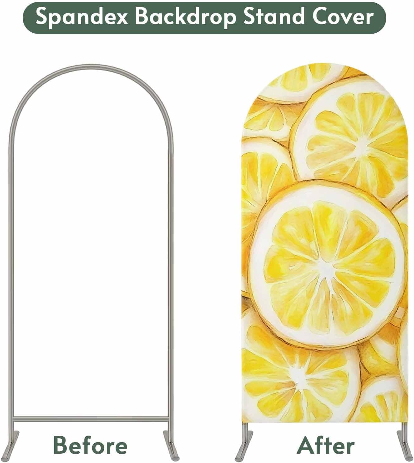 Jnbasdffb Summer 6.6 Lemon Wedding Arch Cover, Stretchy Spandex Arch Backdrop Stand Covers FT, Modern Oil Painting