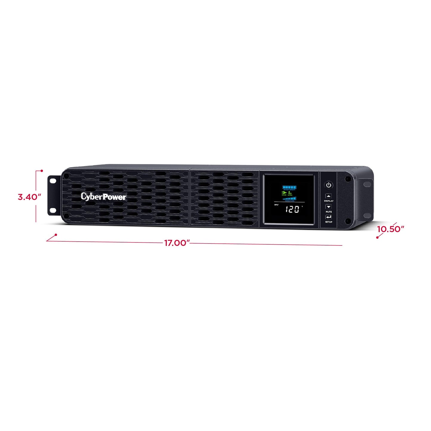 CyberPower CP1500PFCRM2U PFC Sinewave UPS Battery Backup and Surge Protector, 1500VA/1000W, 8 Outlets, AVR, Short Depth 2U Rackmount, UL Certified