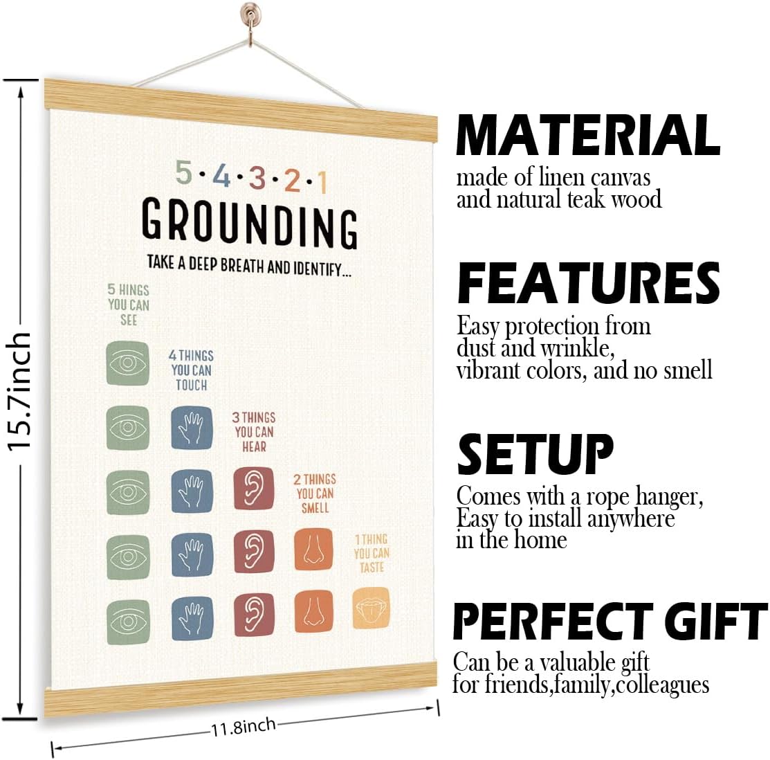 YGSDZY Grounding Technique Exercise Poster - Therapy Wall Art for Mental Health | Classroom Decor