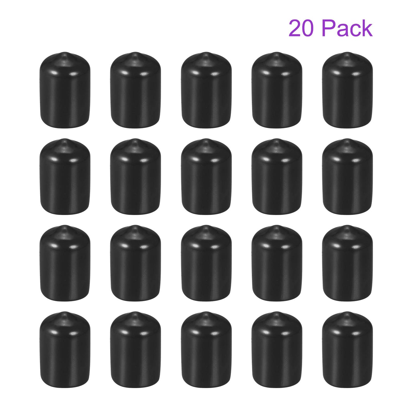 DMiotech 20 Pack 1/2" ID Black Screw Thread Protectors Rubber End Caps Bolt Covers for Screw Bolt Furniture Pipe