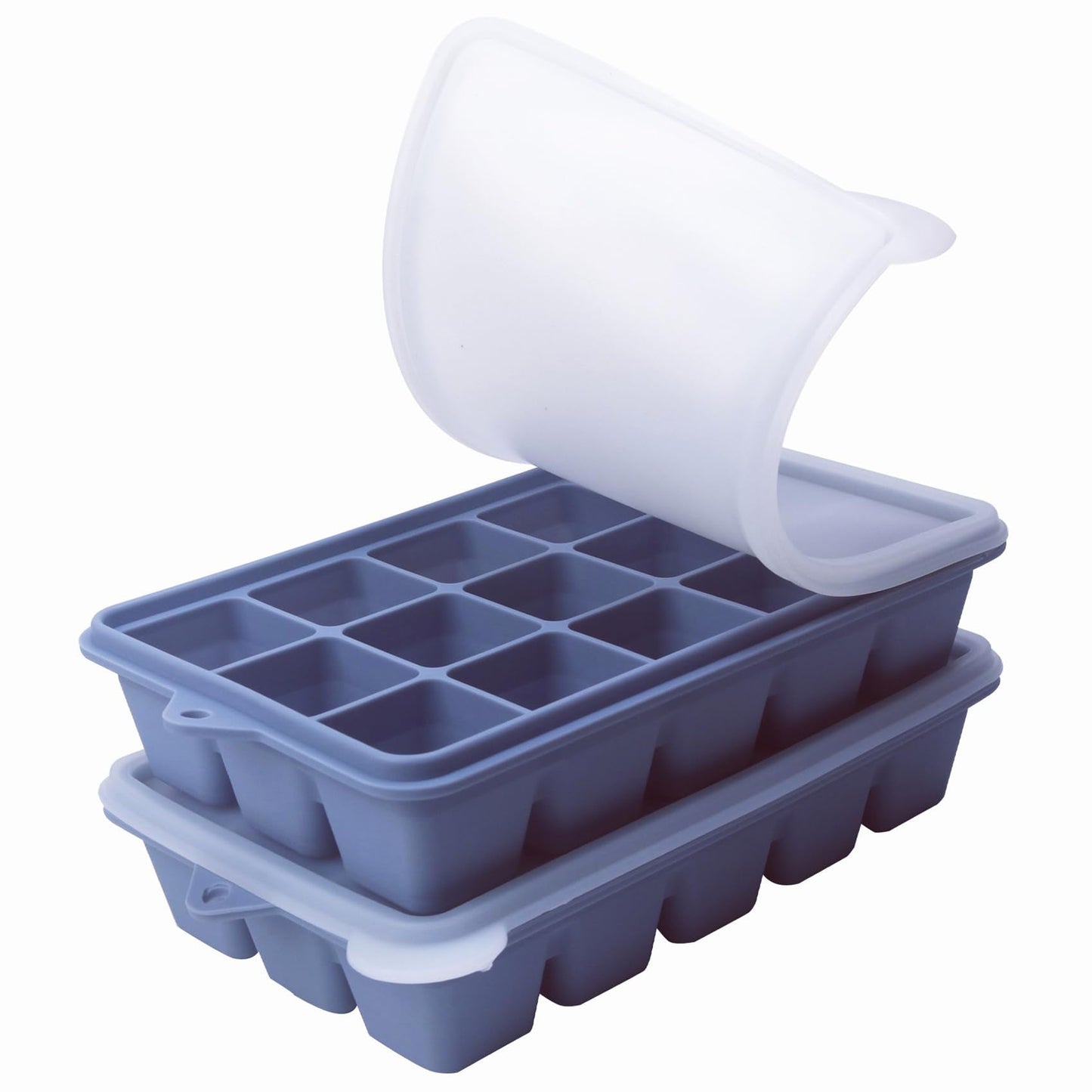2 Tbsp Silicone Freezer Molds - Perfect for Storing Garlic, Herbs, Ginger, Pesto, Tomato Paste, Lemon Juice, Purees and More - Silicone Food Freezer Tray (Blue 2 Pack)