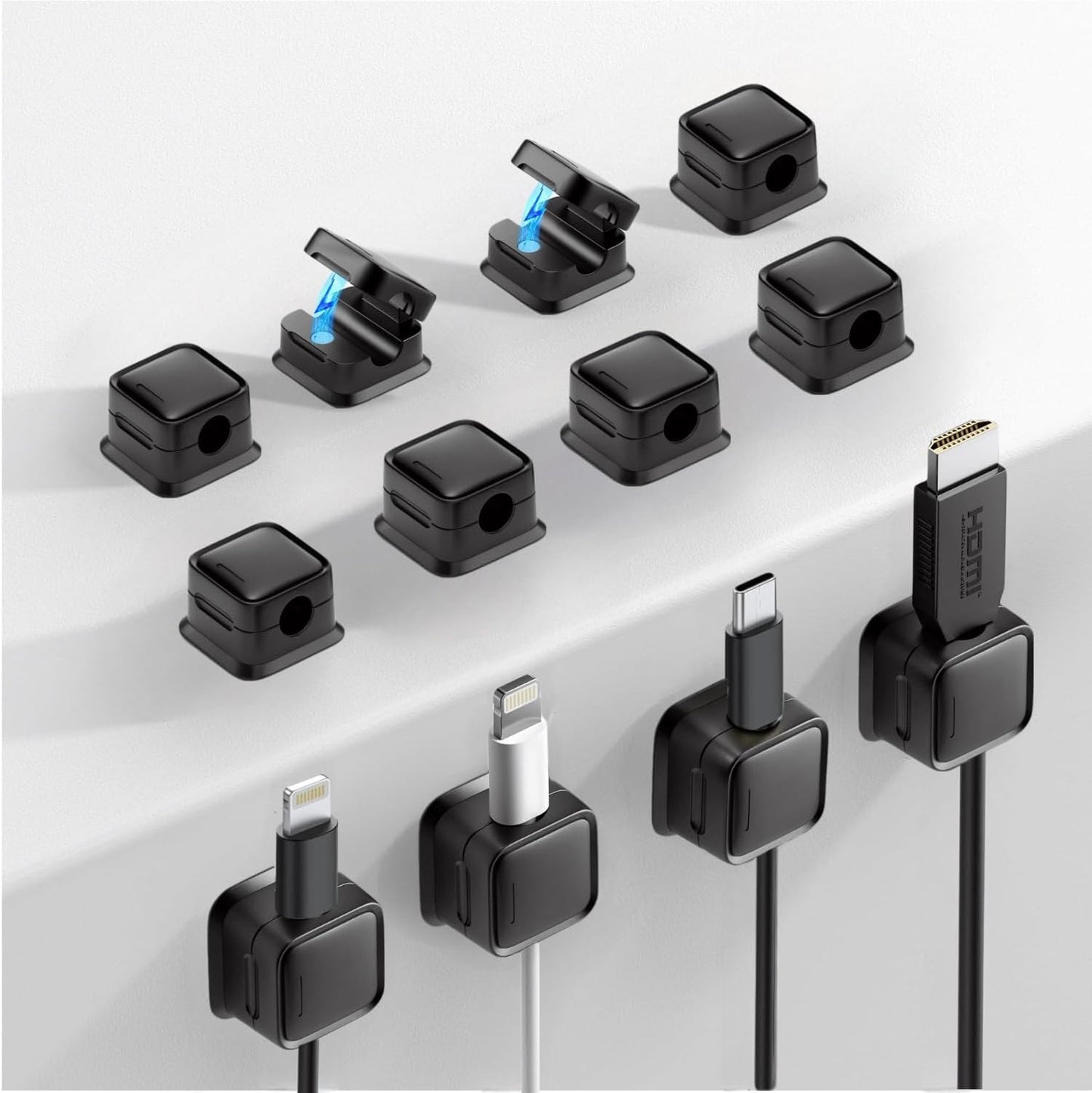 M-Xeotei 12 Pack 2-in-1, Cable Management Clips, Magnetic and Adhesive,Cable Holder, Multi-Surface Cord Organizer