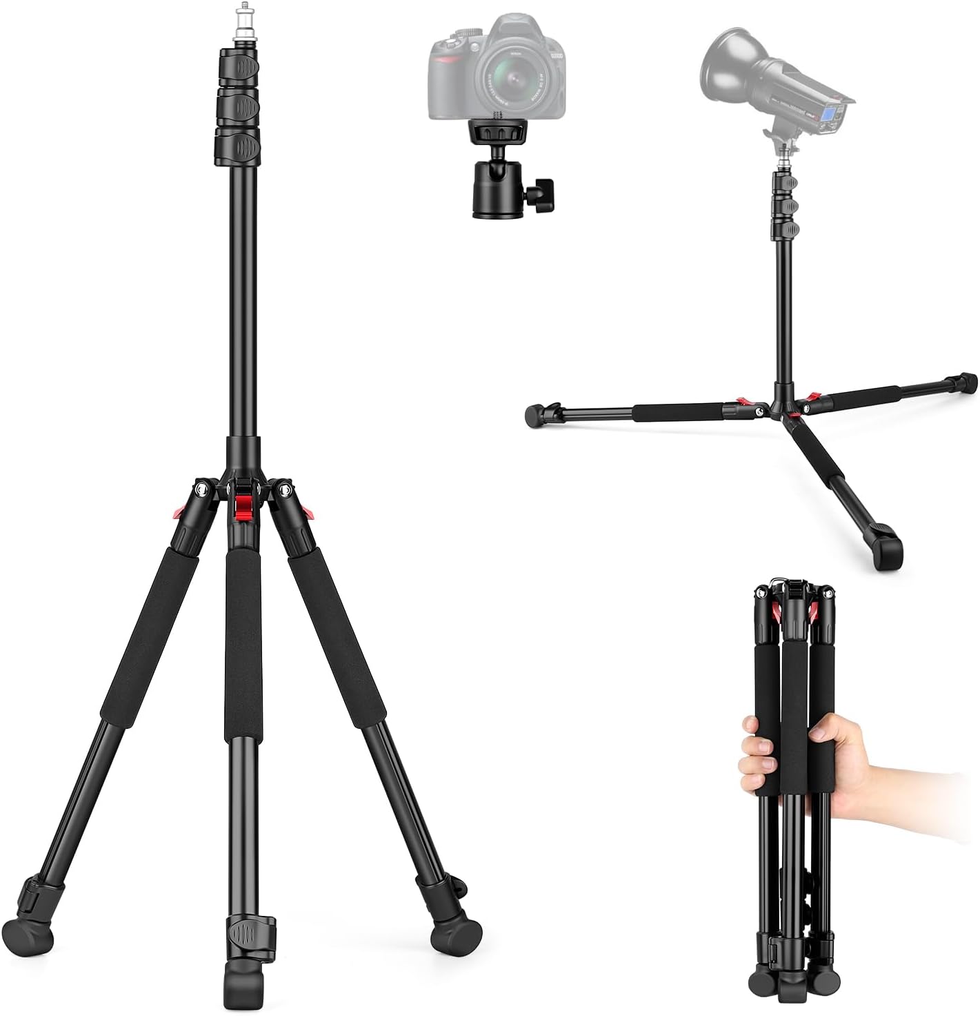 Victiv 6.56ft/200cm 360 4.4lb/2kg Light Stand for Photography, Adjustable Aluminum Tripod with Ball Head, Compact Light